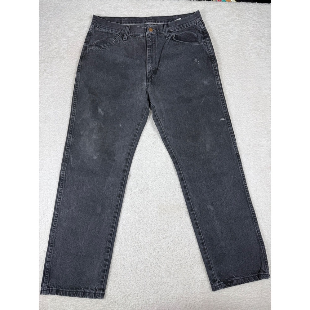 Rustler Straight Leg Jeans Mens 36x30 Black Good Faded Workwear Denim 87619CB